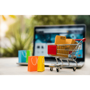 shopping bags in a shopping cart