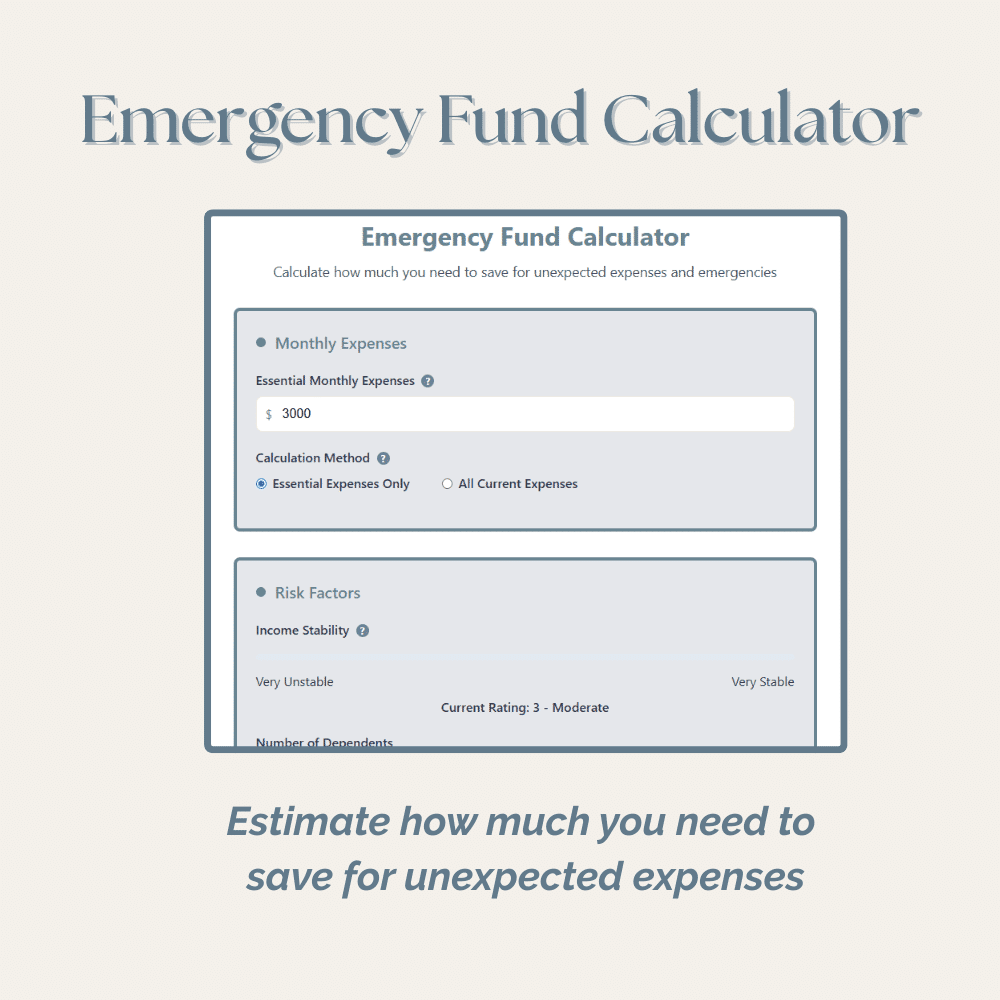 emergency fund calculator mockup